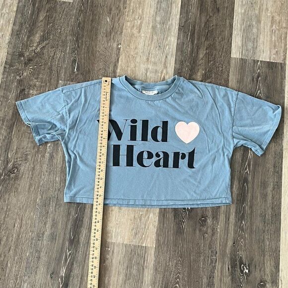 Topshop Wild Heart Cropped T-shirt Blue Size Small Short sleeve - Picture 6 of 10